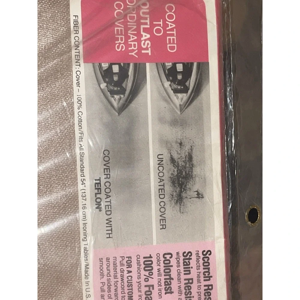 Vintage 1985 Retro Magla Dusty Rose Ironing Board Cover & Pad Teflon New Sealed